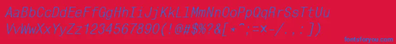 MonocondensedcttItalic Font – Blue Fonts on Red Background