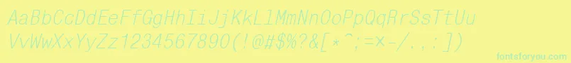 MonocondensedcttItalic Font – Green Fonts on Yellow Background