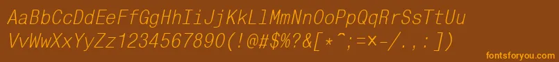 MonocondensedcttItalic Font – Orange Fonts on Brown Background