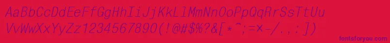 MonocondensedcttItalic Font – Purple Fonts on Red Background