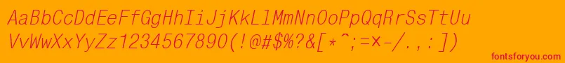 MonocondensedcttItalic Font – Red Fonts on Orange Background