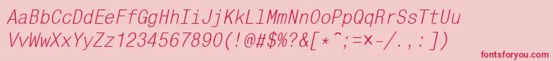 MonocondensedcttItalic Font – Red Fonts on Pink Background