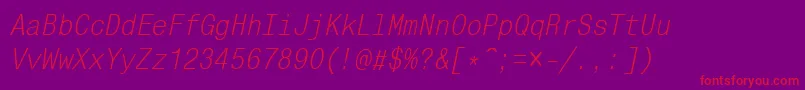 MonocondensedcttItalic Font – Red Fonts on Purple Background