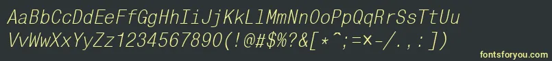 MonocondensedcttItalic Font – Yellow Fonts on Black Background