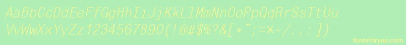 MonocondensedcttItalic Font – Yellow Fonts on Green Background