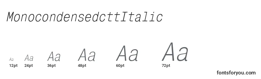 Размеры шрифта MonocondensedcttItalic