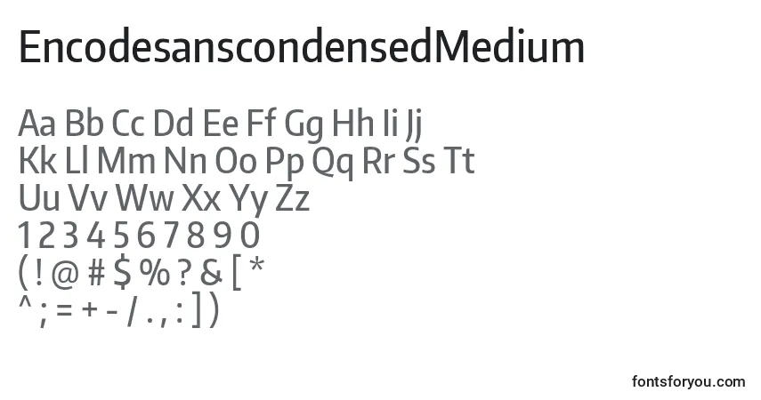 A fonte EncodesanscondensedMedium – alfabeto, números, caracteres especiais