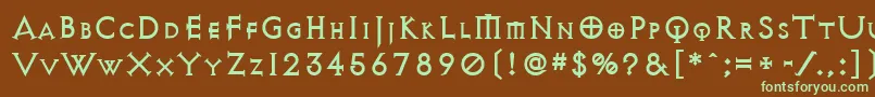 フォントAvqest – 緑色の文字が茶色の背景にあります。