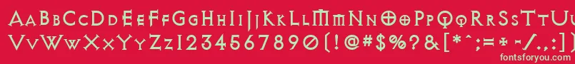 フォントAvqest – 赤い背景に緑の文字