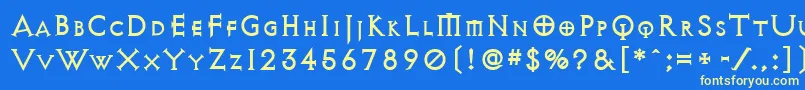 フォントAvqest – 黄色の文字、青い背景