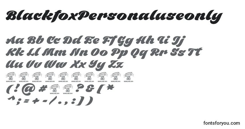 Fuente BlackfoxPersonaluseonly - alfabeto, números, caracteres especiales