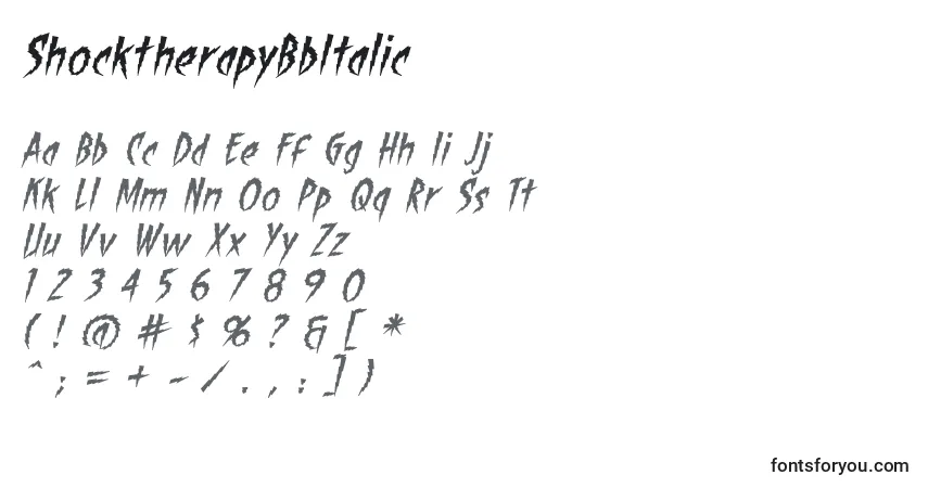 Czcionka ShocktherapyBbItalic – alfabet, cyfry, specjalne znaki