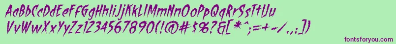 ShocktherapyBbItalic Font – Purple Fonts on Green Background