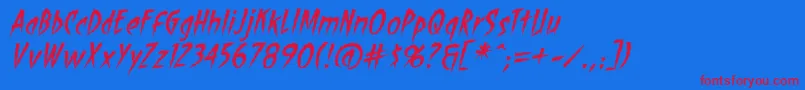 ShocktherapyBbItalic Font – Red Fonts on Blue Background