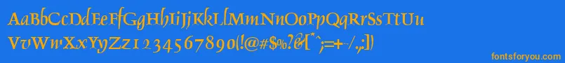 OpdelphinTwo-Schriftart – Orangefarbene Schriften auf blauem Hintergrund