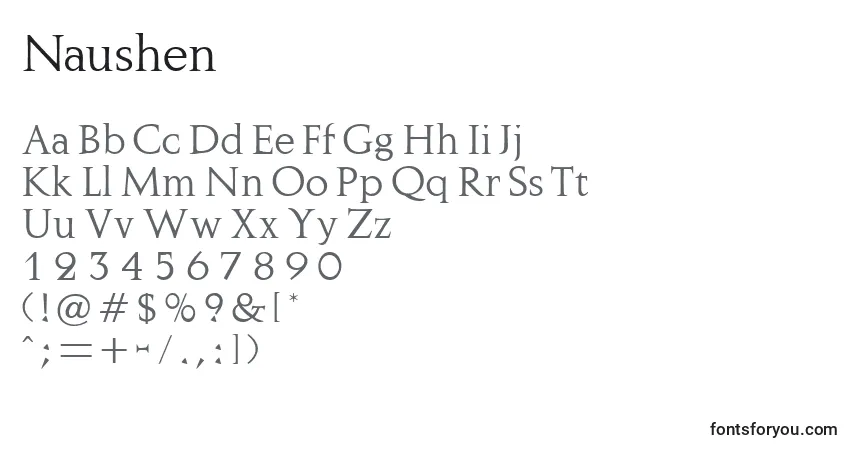 Schriftart Naushen – Alphabet, Zahlen, spezielle Symbole