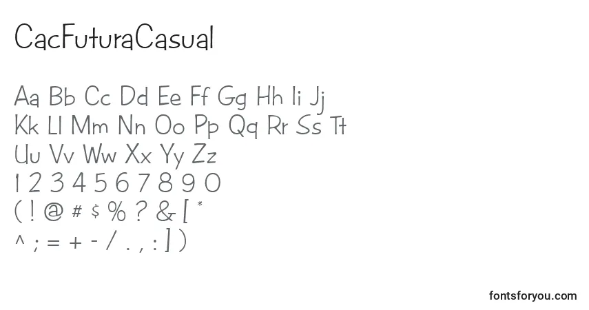 Шрифт CacFuturaCasual – алфавит, цифры, специальные символы