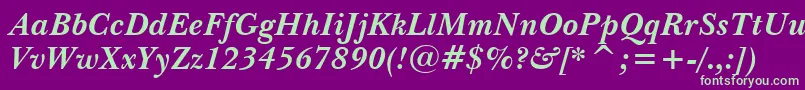 NewBaskervilleBoldItalicBt Font – Green Fonts on Purple Background