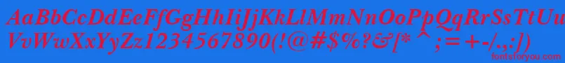 NewBaskervilleBoldItalicBt Font – Red Fonts on Blue Background