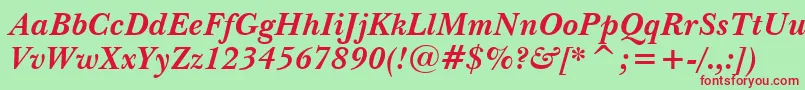 NewBaskervilleBoldItalicBt Font – Red Fonts on Green Background