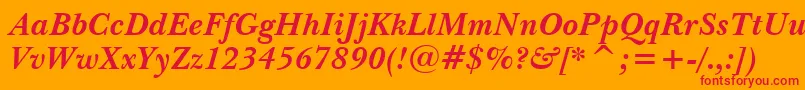 NewBaskervilleBoldItalicBt Font – Red Fonts on Orange Background