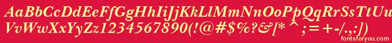 NewBaskervilleBoldItalicBt Font – Yellow Fonts on Red Background