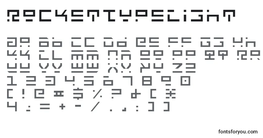 Fuente RocketTypeLight - alfabeto, números, caracteres especiales
