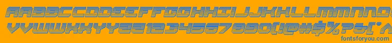 Gearheadchromeital-Schriftart – Blaue Schriften auf orangefarbenem Hintergrund
