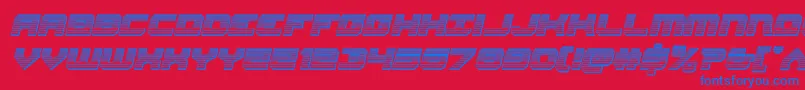 Gearheadchromeital-Schriftart – Blaue Schriften auf rotem Hintergrund