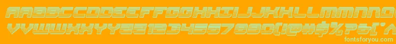 フォントGearheadchromeital – オレンジの背景に緑のフォント