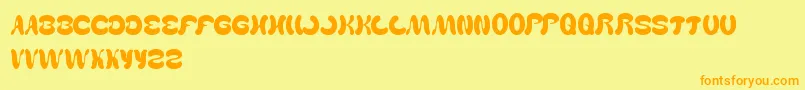 Weitere Informationen zur WealthAndFamous-Schriftart WealthAndFamous-Schriftart – Orangefarbene Schriften auf gelbem Hintergrund