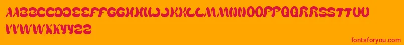 WealthAndFamous-Schriftart – Rote Schriften auf orangefarbenem Hintergrund