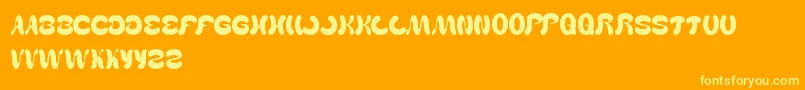 WealthAndFamous-Schriftart – Gelbe Schriften auf orangefarbenem Hintergrund