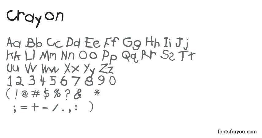 A fonte Crayon – alfabeto, números, caracteres especiais