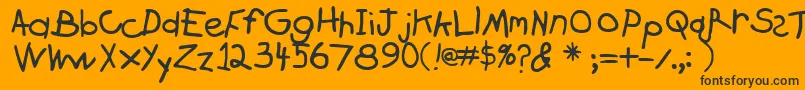 Crayon-Schriftart – Schwarze Schriften auf orangefarbenem Hintergrund