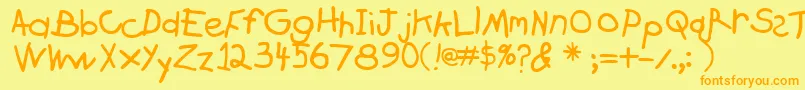 Crayon Font – Orange Fonts on Yellow Background