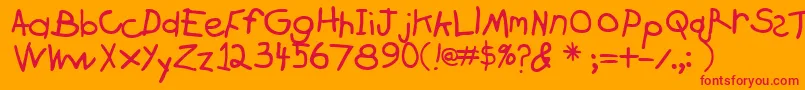 Crayon Font – Red Fonts on Orange Background