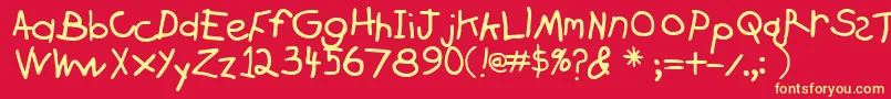 Crayon Font – Yellow Fonts on Red Background