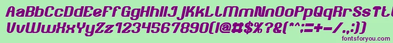Шрифт AgeOfAwakeningBoldItalic – фиолетовые шрифты на зелёном фоне