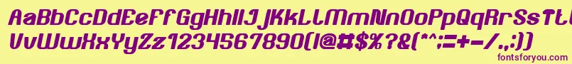 Шрифт AgeOfAwakeningBoldItalic – фиолетовые шрифты на жёлтом фоне
