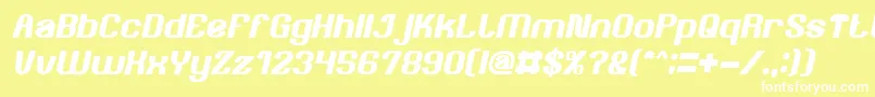 AgeOfAwakeningBoldItalic-fontti – valkoiset fontit keltaisella taustalla