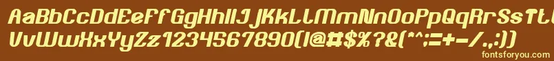 AgeOfAwakeningBoldItalic-fontti – keltaiset fontit ruskealla taustalla