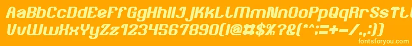 Шрифт AgeOfAwakeningBoldItalic – жёлтые шрифты на оранжевом фоне