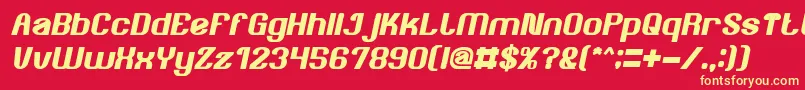 AgeOfAwakeningBoldItalic-fontti – keltaiset fontit punaisella taustalla