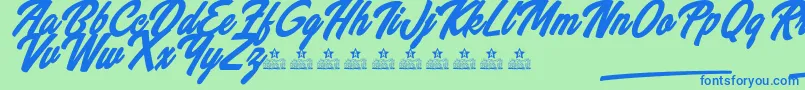 Więcej informacji o czcionce WannabeesPersonalUse Czcionka WannabeesPersonalUse – niebieskie czcionki na zielonym tle