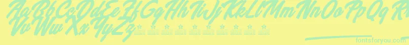 WannabeesPersonalUse-fontti – vihreät fontit keltaisella taustalla