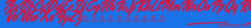 Шрифт WannabeesPersonalUse – красные шрифты на синем фоне