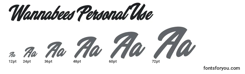 WannabeesPersonalUse Font Sizes