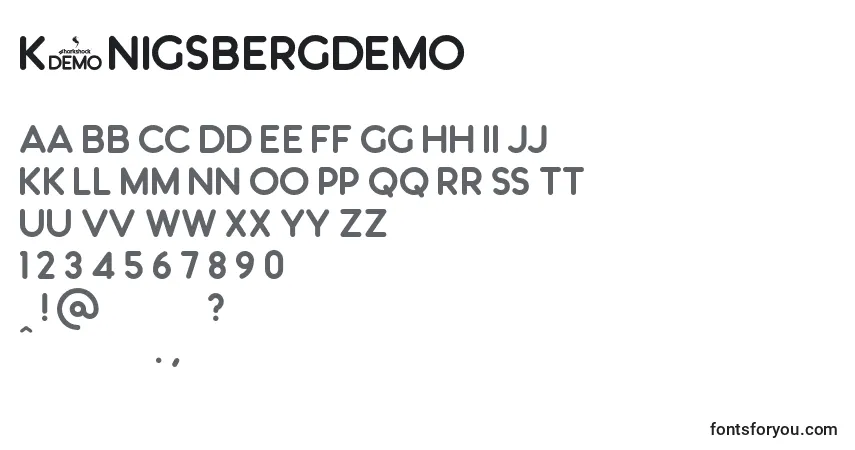 Шрифт KС„nigsbergDemo – алфавит, цифры, специальные символы
