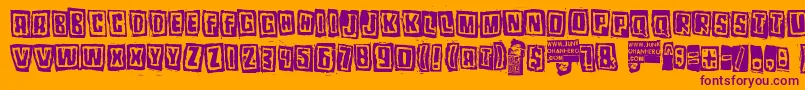 Pozotwo-Schriftart – Violette Schriften auf orangefarbenem Hintergrund